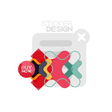Düz tasarım çapraz şekil geometrik etiket simge, kağıt tarzı tasarım şimdi satın almak ile iş veya web sunumu, app veya arayüzü düğmeleri, internet web sitesi mağaza afiş ve etiketleri için örnek metin