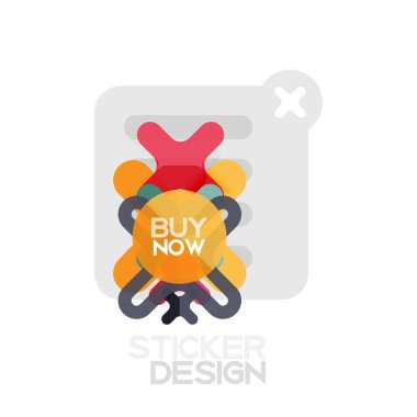 Düz tasarım çapraz şekil geometrik etiket simge, kağıt tarzı tasarım şimdi satın almak ile iş veya web sunum, app veya arayüzü düğmeleri için örnek metin