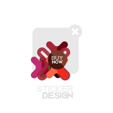 Düz tasarım çapraz şekil geometrik etiket simge, kağıt tarzı tasarım şimdi satın almak ile iş veya web sunum, app veya arayüzü düğmeleri için örnek metin