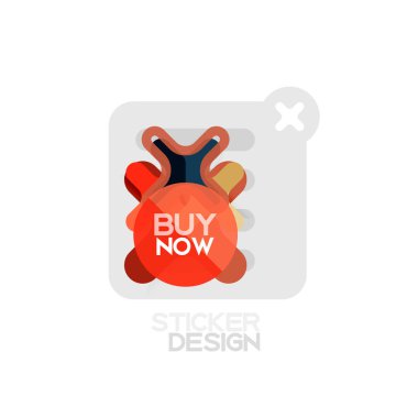 Düz tasarım çapraz şekil geometrik etiket simge, kağıt tarzı tasarım şimdi satın almak ile iş veya web sunum, app veya arayüzü düğmeleri için örnek metin