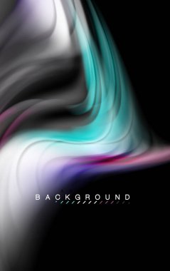 Sıvı sıvı renkler tasarım, renkli mermer veya plastik dalgalı doku arka plan, siyah, iş veya teknoloji sunu veya web broşür için parlak renkli öğeleri kapak tasarımı, duvar kağıdı