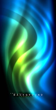 Neon parlayan dalga, sihirli enerji ve ışık arka plan