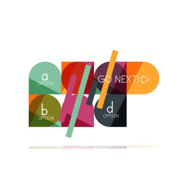 En az daire temiz soyut seçeneği adım Infographic tasarım öğesi, geometrik şekiller - Tur kareler, daireler ve satırları düzeni ile örnek metin