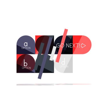 En az daire temiz soyut seçeneği adım Infographic tasarım öğesi, geometrik şekiller - Tur kareler, daireler ve satırları düzeni ile örnek metin