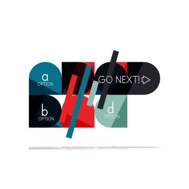 En az daire temiz soyut seçeneği adım Infographic tasarım öğesi, geometrik şekiller - Tur kareler, daireler ve satırları düzeni ile örnek metin