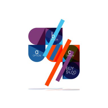 En az daire temiz soyut seçeneği adım Infographic tasarım öğesi, geometrik şekiller - Tur kareler, daireler ve satırları düzeni ile örnek metin