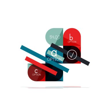 En az daire temiz soyut seçeneği adım Infographic tasarım öğesi, geometrik şekiller - Tur kareler, daireler ve satırları düzeni ile örnek metin