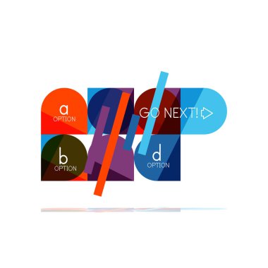 En az daire temiz soyut seçeneği adım Infographic tasarım öğesi, geometrik şekiller - Tur kareler, daireler ve satırları düzeni ile örnek metin