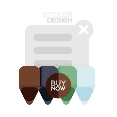 Düz tasarım üçgen ok şekli geometrik etiket simgesi, kağıt tarzı tasarım ile satın iş veya web sunumu, app veya arayüzü düğmeleri, internet web sitesi için örnek metin depolamak şimdi afiş