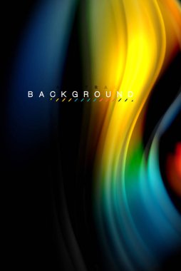 Sıvı sıvı renkler tasarım, renkli mermer veya plastik dalgalı doku arka plan, siyah, iş veya teknoloji sunu veya web broşür için parlak renkli öğeleri kapak tasarımı, duvar kağıdı