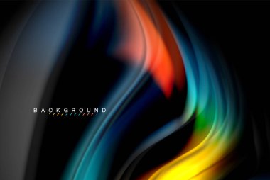 Sıvı sıvı renkler tasarım, renkli mermer veya plastik dalgalı doku arka plan, siyah, iş veya teknoloji sunu veya web broşür için parlak renkli öğeleri kapak tasarımı, duvar kağıdı