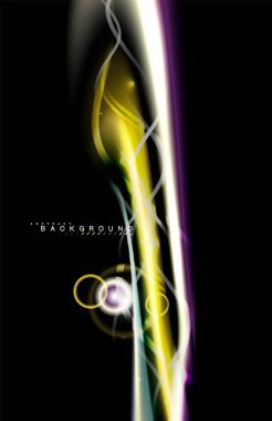 Siyah, sıvı üzerinde renk parlak ışık efektleri çok renkli dalgalı şekil stil