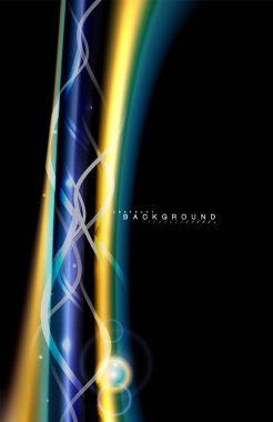 Siyah, sıvı üzerinde renk parlak ışık efektleri çok renkli dalgalı şekil stil