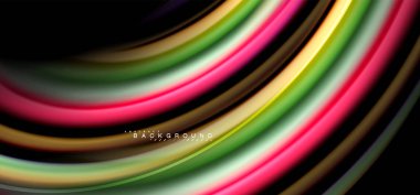 Siyah arka plan üzerinde renkli dalga satırları