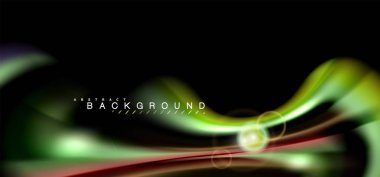 Siyah, sıvı üzerinde renk parlak ışık efektleri çok renkli dalgalı şekil stil