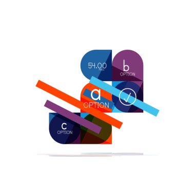 En az daire temiz soyut seçeneği adım Infographic tasarım öğesi, geometrik şekiller - Tur kareler, daireler ve satırları düzeni ile örnek metin