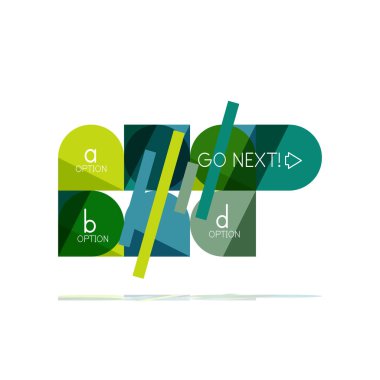 En az daire temiz soyut seçeneği adım Infographic tasarım öğesi, geometrik şekiller - Tur kareler, daireler ve satırları düzeni ile örnek metin