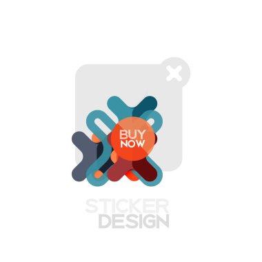 Düz tasarım çapraz şekil geometrik etiket simge, kağıt tarzı tasarım şimdi satın almak ile iş veya web sunum, app veya arayüzü düğmeleri için örnek metin