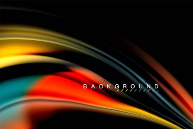 Sıvı sıvı parlak renkler tasarım, renkli mermer veya plastik dalgalı doku arka plan, siyah, iş veya teknoloji sunu veya web broşür için parlak renkli öğeleri kapak tasarımı