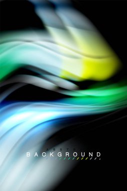 Sıvı sıvı parlak renkler tasarım, renkli mermer veya plastik dalgalı doku arka plan, siyah, iş veya teknoloji sunu veya web broşür için parlak renkli öğeleri kapak tasarımı