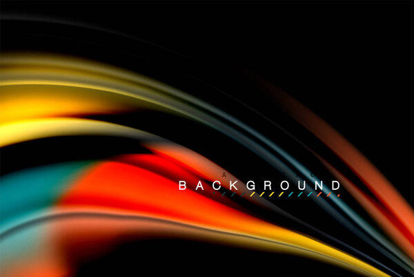 Жидкость жидкость светящиеся цвета дизайн, красочный мрамор или пластик волнистый фон текстуры, светящиеся разноцветные элементы на черном, для бизнеса или технологии презентации или дизайн обложки веб-брошюры
