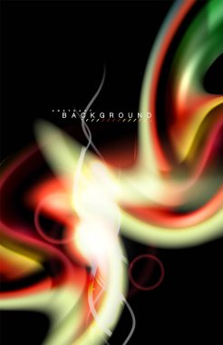 Siyah, sıvı üzerinde renk parlak ışık efektleri çok renkli dalgalı şekil stil