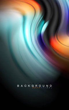 Sıvı sıvı renkler tasarım, renkli mermer veya plastik dalgalı doku arka plan, siyah, iş veya teknoloji sunu veya web broşür için parlak renkli öğeleri kapak tasarımı, duvar kağıdı