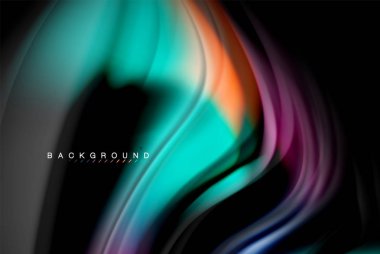 Sıvı sıvı renkler tasarım, renkli mermer veya plastik dalgalı doku arka plan, siyah, iş veya teknoloji sunu veya web broşür için parlak renkli öğeleri kapak tasarımı, duvar kağıdı