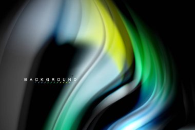 Sıvı sıvı renkler tasarım, renkli mermer veya plastik dalgalı doku arka plan, siyah, iş veya teknoloji sunu veya web broşür için parlak renkli öğeleri kapak tasarımı, duvar kağıdı