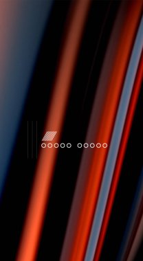 Sıvı gökkuşağı renkleri siyah arka plan üzerinde vektör dalga çizgiler ve kıvrımlar