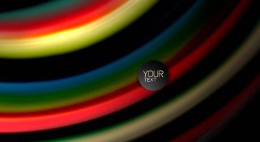 Dalga satırları sıvı gökkuşağı tarzı renk çizgili siyah arka plan üzerine soyut. Sunum, app duvar kağıdı, başlık sayfası veya poster için sanatsal illüstrasyon