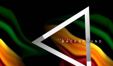 Gökkuşağı sıvı geometrik şekil dalga ve metalik renkler