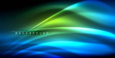 Neon parlayan dalga, sihirli enerji ve ışık arka plan