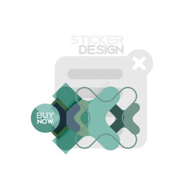 Düz tasarım çapraz şekil geometrik etiket simge, kağıt tarzı tasarım şimdi satın almak ile iş veya web sunum, app veya arayüzü düğmeleri için örnek metin