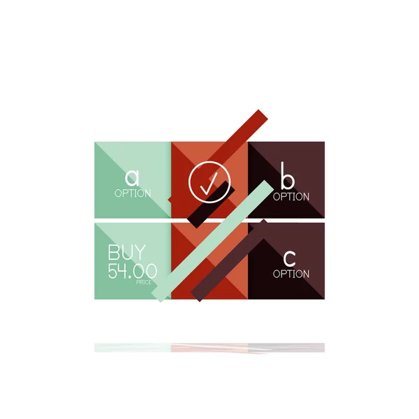 Banner de infografía de opción cuadrada. Visualización de datos e información, diseño geométrico — Archivo Imágenes Vectoriales