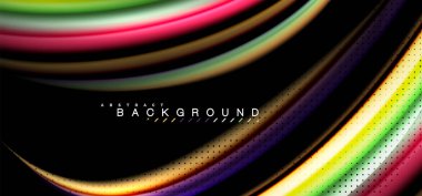 Siyah arka plan üzerinde renkli dalga satırları