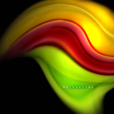 Sıvı karıştırma renkler dalga arka plan tasarlamak vektör. Renkli örgü dalgalar