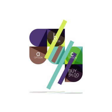 En az daire temiz soyut seçeneği adım Infographic tasarım öğesi, geometrik şekiller - Tur kareler, daireler ve satırları düzeni ile örnek metin