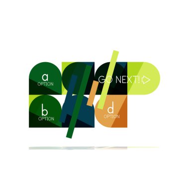 En az daire temiz soyut seçeneği adım Infographic tasarım öğesi, geometrik şekiller - Tur kareler, daireler ve satırları düzeni ile örnek metin