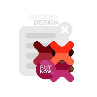 Düz tasarım çapraz şekil geometrik etiket simge, kağıt tarzı tasarım şimdi satın almak ile iş veya web sunum, app veya arayüzü düğmeleri için örnek metin