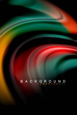 Sıvı sıvı parlak renkler tasarım, renkli mermer veya plastik dalgalı doku arka plan, siyah, iş veya teknoloji sunu veya web broşür için parlak renkli öğeleri kapak tasarımı