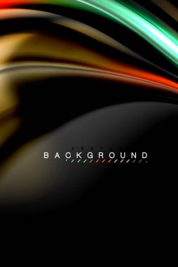 Sıvı sıvı parlak renkler tasarım, renkli mermer veya plastik dalgalı doku arka plan, siyah, iş veya teknoloji sunu veya web broşür için parlak renkli öğeleri kapak tasarımı