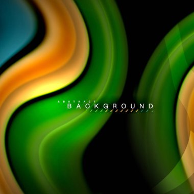 Sıvı karıştırma renkler dalga arka plan tasarlamak vektör. Renkli örgü dalgalar