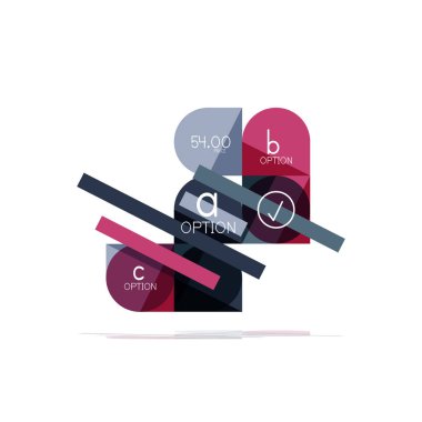 En az daire temiz soyut seçeneği adım Infographic tasarım öğesi, geometrik şekiller - Tur kareler, daireler ve satırları düzeni ile örnek metin