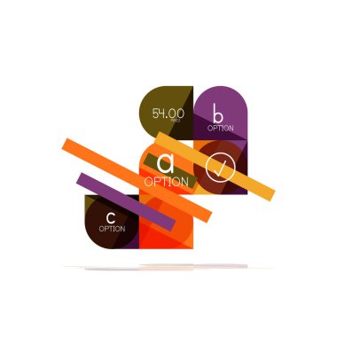 En az daire temiz soyut seçeneği adım Infographic tasarım öğesi, geometrik şekiller - Tur kareler, daireler ve satırları düzeni ile örnek metin