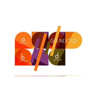 En az daire temiz soyut seçeneği adım Infographic tasarım öğesi, geometrik şekiller - Tur kareler, daireler ve satırları düzeni ile örnek metin