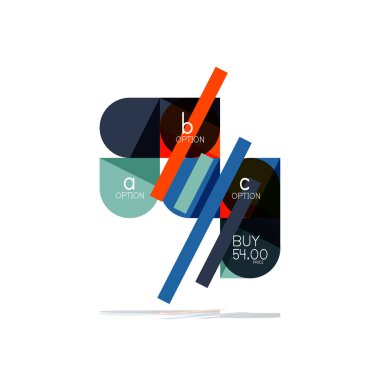 En az daire temiz soyut seçeneği adım Infographic tasarım öğesi, geometrik şekiller - Tur kareler, daireler ve satırları düzeni ile örnek metin