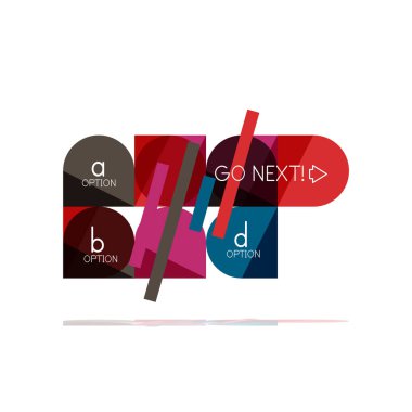 En az daire temiz soyut seçeneği adım Infographic tasarım öğesi, geometrik şekiller - Tur kareler, daireler ve satırları düzeni ile örnek metin