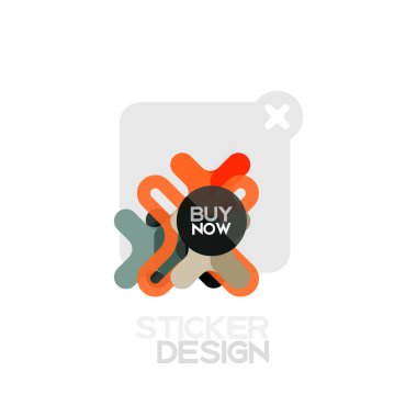 Düz tasarım çapraz şekil geometrik etiket simge, kağıt tarzı tasarım şimdi satın almak ile iş veya web sunum, app veya arayüzü düğmeleri için örnek metin