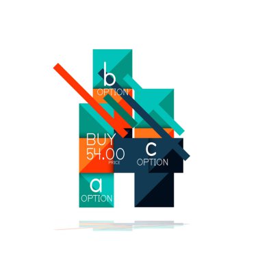 Kare seçeneğinin Infographic afiş. Bilgi ve veri görselleştirme, geometrik tasarım. Vektör çizim